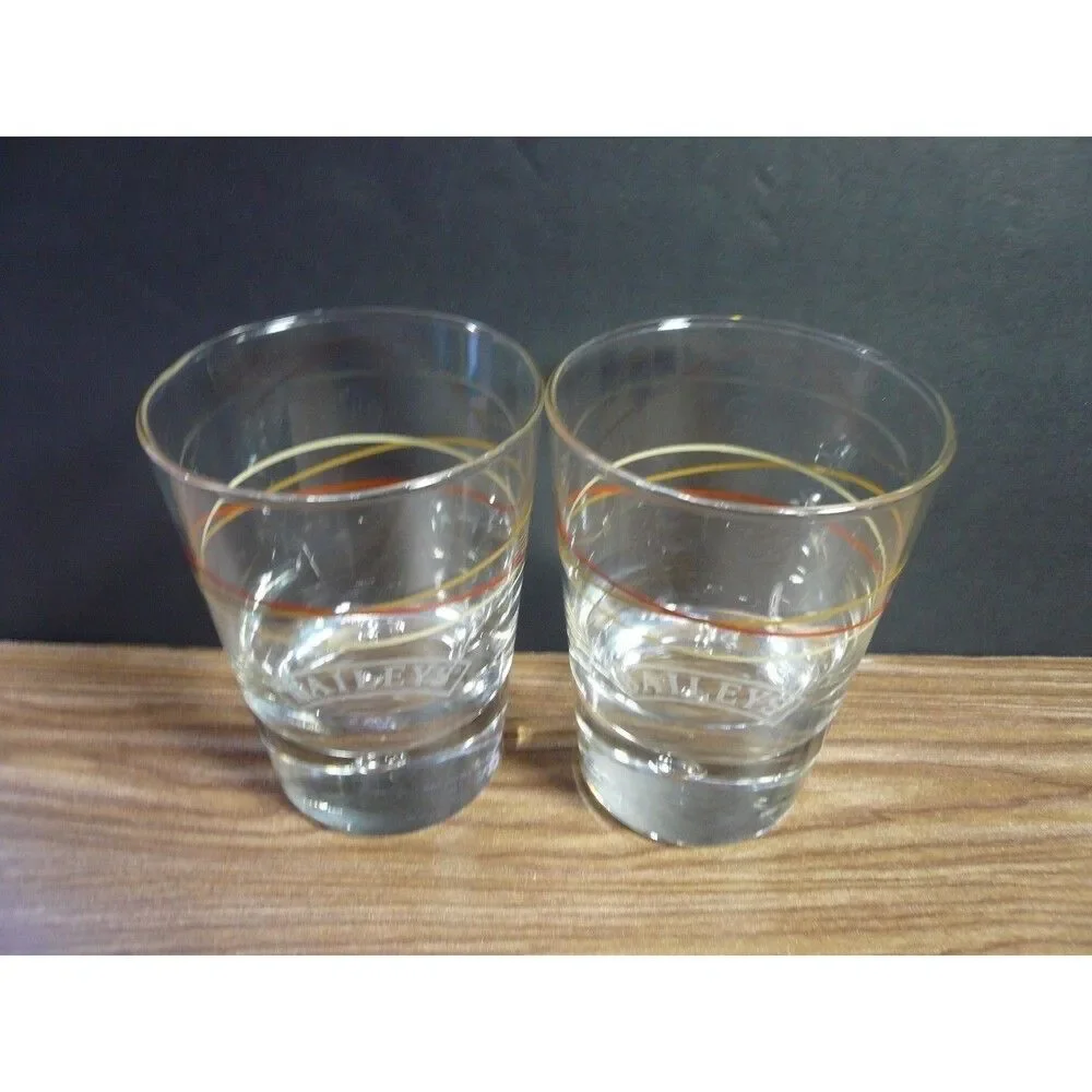 2 Baileys Bubble in Base Irish Cream Whiskey Liquor Rocks Glasses Colored Rings